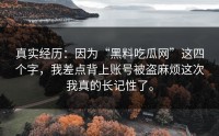 真实经历：因为“黑料吃瓜网”这四个字，我差点背上账号被盗麻烦这次我真的长记性了。