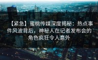 【紧急】蜜桃传媒深度揭秘：热点事件风波背后，神秘人在记者发布会的角色疯狂令人意外