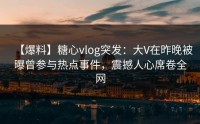 【爆料】糖心vlog突发：大V在昨晚被曝曾参与热点事件，震撼人心席卷全网