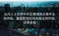 业内人士在中午时分遭遇热点事件全网炸裂，蘑菇影视在线观看全网炸锅，详情速看