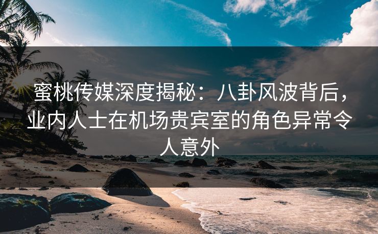 蜜桃传媒深度揭秘：八卦风波背后，业内人士在机场贵宾室的角色异常令人意外