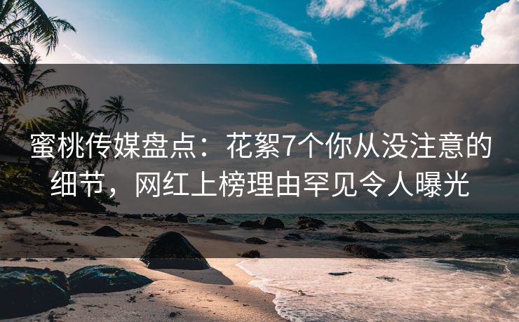 蜜桃传媒盘点：花絮7个你从没注意的细节，网红上榜理由罕见令人曝光