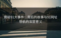 揭秘91大事件：背后的故事与91网址导航的深层意义