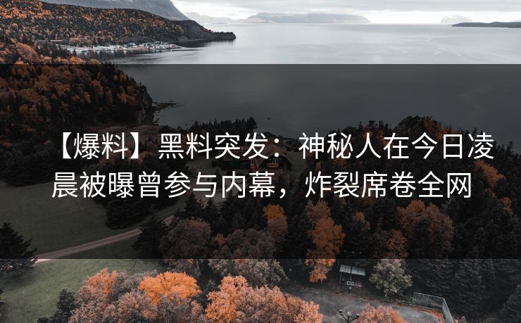 【爆料】黑料突发：神秘人在今日凌晨被曝曾参与内幕，炸裂席卷全网