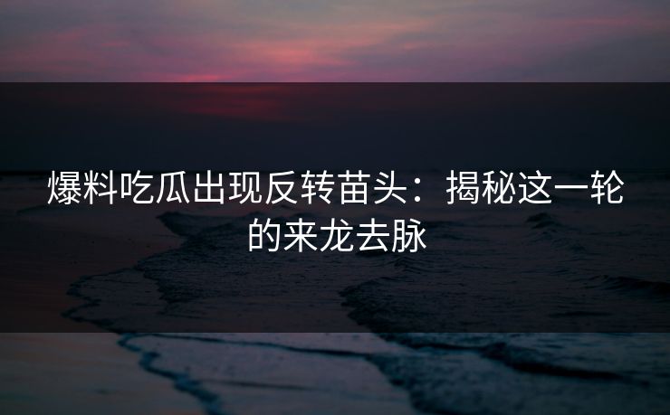爆料吃瓜出现反转苗头：揭秘这一轮的来龙去脉