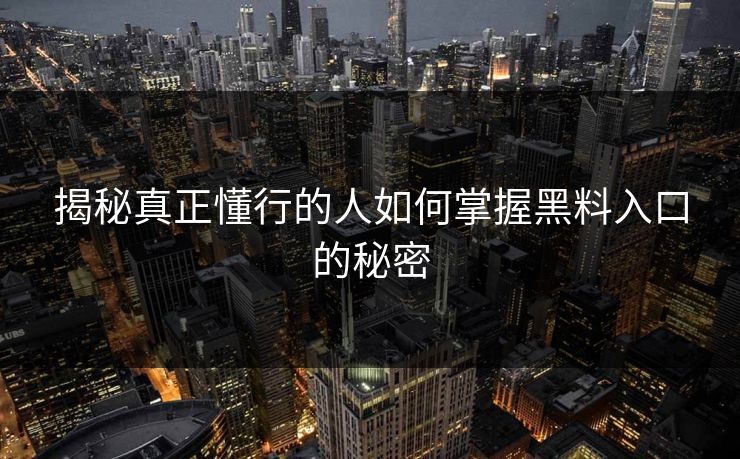 揭秘真正懂行的人如何掌握黑料入口的秘密